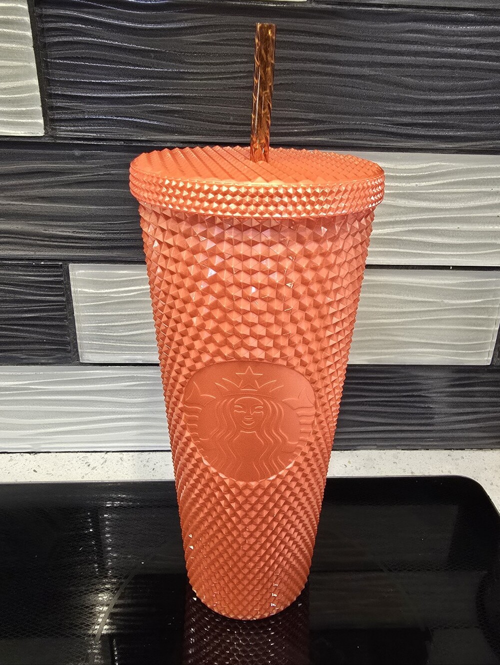 Starbucks Orange Venti Studded Tumbler with Matching Straw